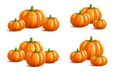 Bunch of pumpkins on white background clipart