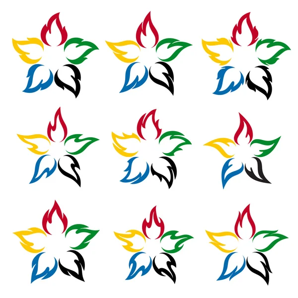 Πυροσβεστική λουλουδιών με τα χρώματα των πέντε ηπείρων — Διανυσματικό Αρχείο