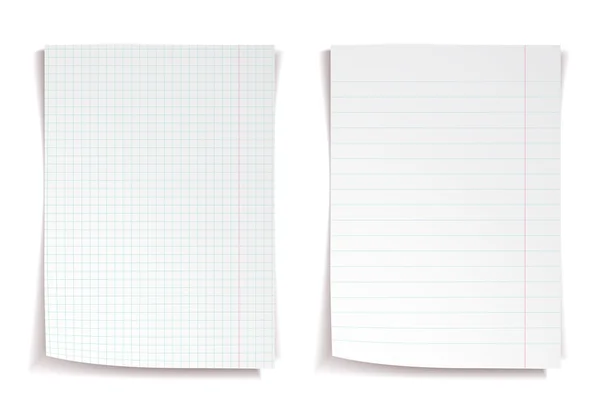 Papel de caderno branco sobre fundo branco — Vetor de Stock