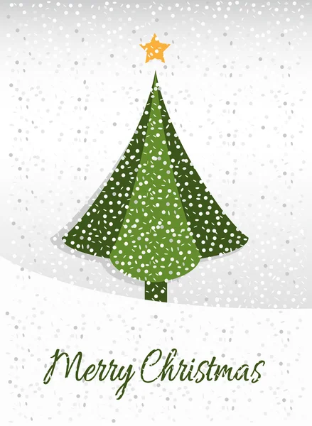 Neşeli Noel kartı grafik Noel ağacı ve kar — Stok Vektör