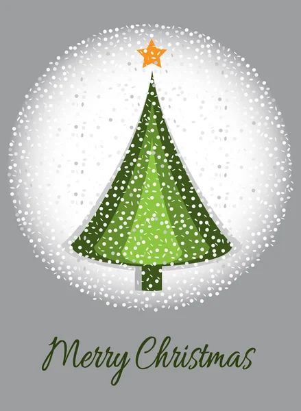 Feliz cartão de Natal com árvore de Natal gráfico e neve — Vetor de Stock