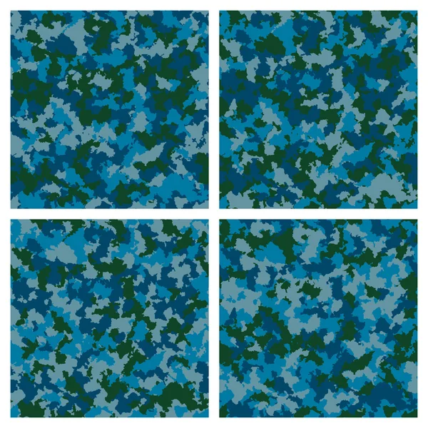 Ensemble de motifs de camouflage sans couture en bleu — Image vectorielle