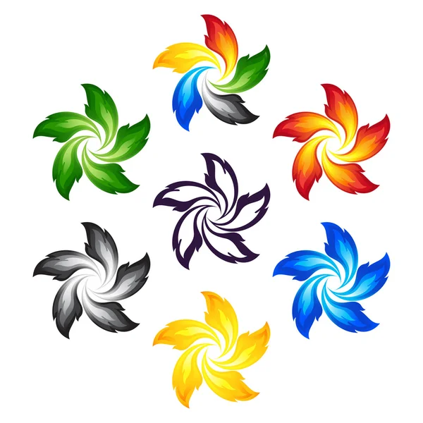 Φωτιά λουλούδια με τα χρώματα των πέντε ηπείρων — Διανυσματικό Αρχείο