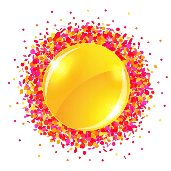 Zon knop met confetti — Stockvector