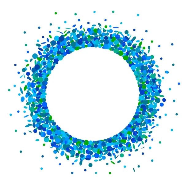Confetti round frame in blue — Stock Vector