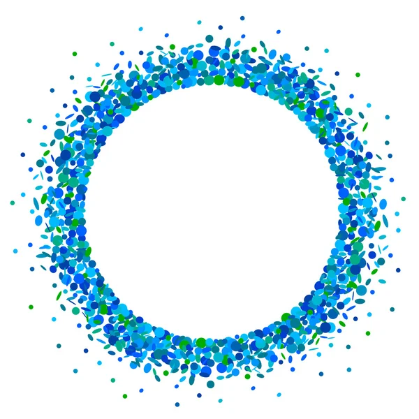 Confetti round frame in blue — Stock Vector