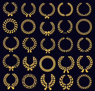 siluet dairesel laurel çelenk kümesi