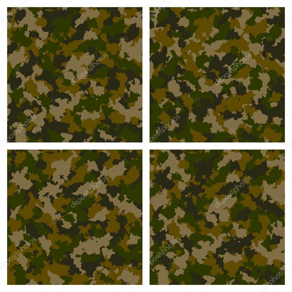 Set of seamless camouflage pattern in blue