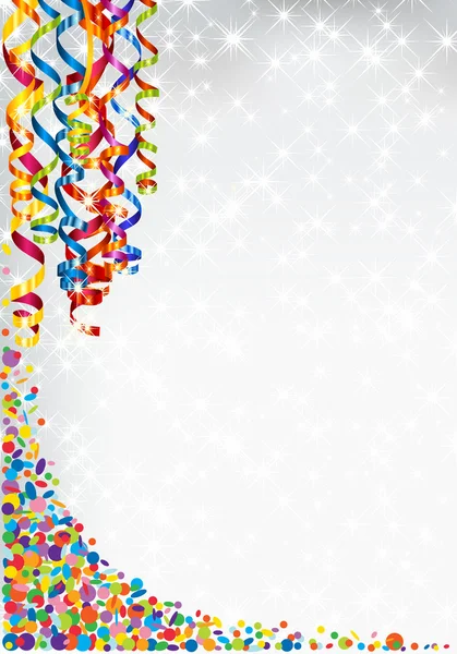 Fondo con luces, confeti y serpentina — Vector de stock