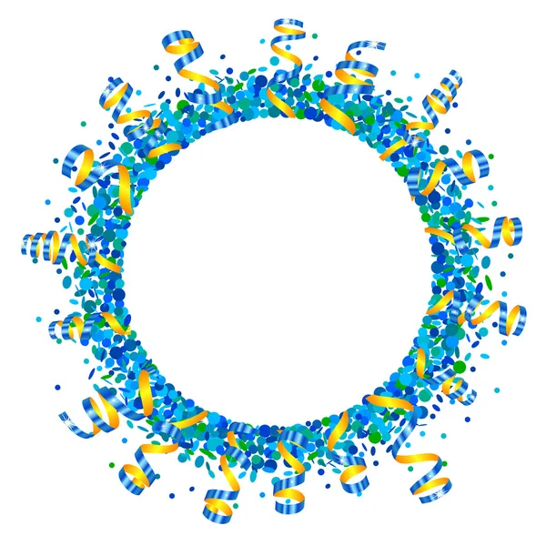 Confettis et serpentine cadre rond — Image vectorielle