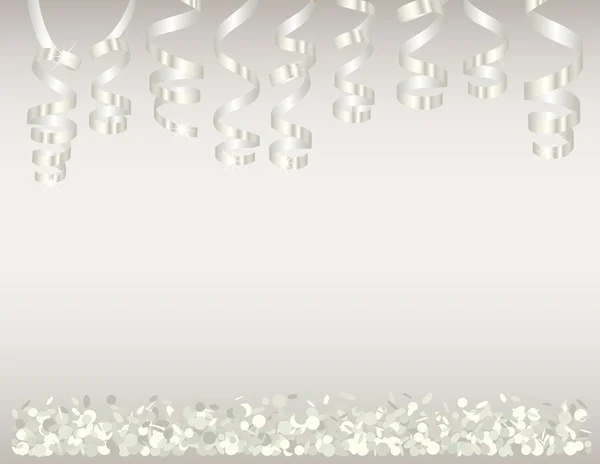 Achtergrond met witte confetti en serpentine — Stockvector