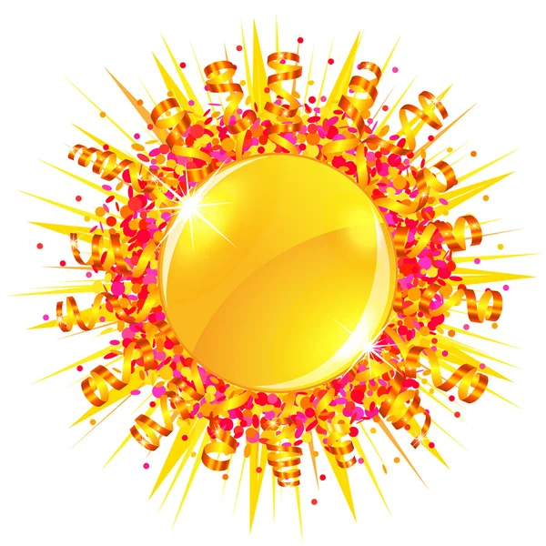 Confetti and serpentine sun — Stock Vector