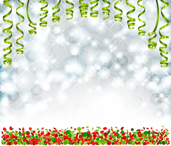 Background with lights, snowflakes, serpentine and confetti — Stock Vector