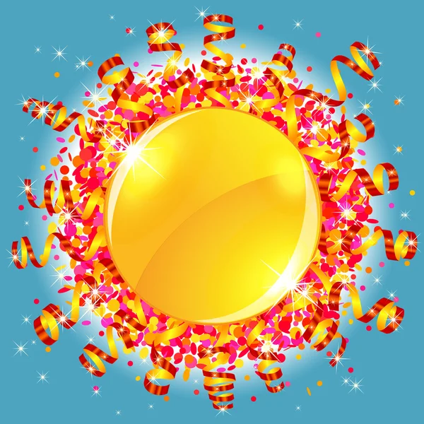 Confetti and serpentine sun — Stock Vector