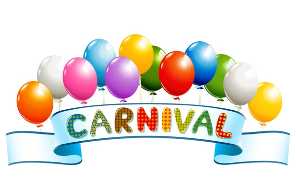 Banner con palloncini e parola di carnevale — Vettoriale Stock