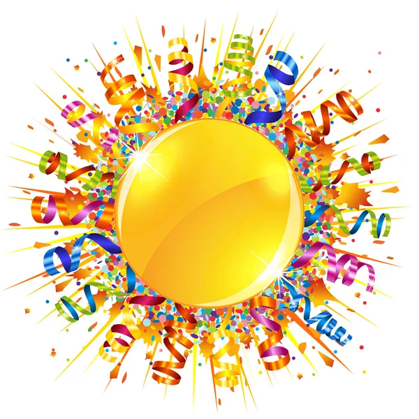 Confetti and serpentine sun — Stock Vector