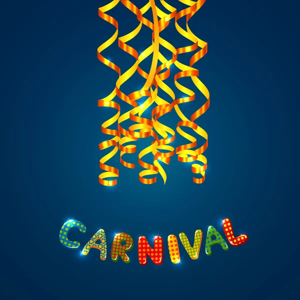 Biglietto di Carnevale con serpentina — Vettoriale Stock