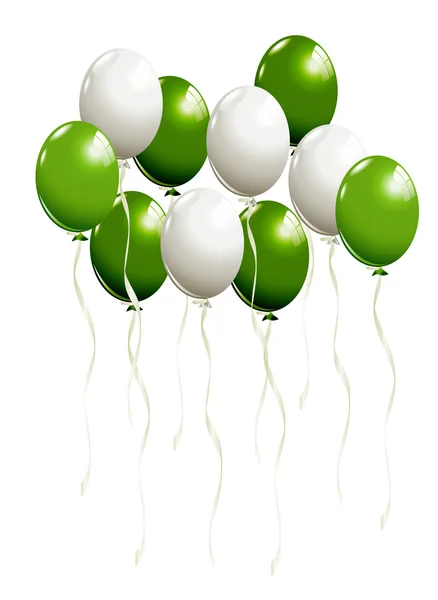 Globos de vuelo en blanco y verde — Vector de stock