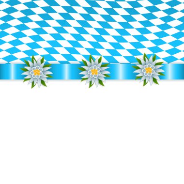 Banner in bavarian colors with edelweiss clipart