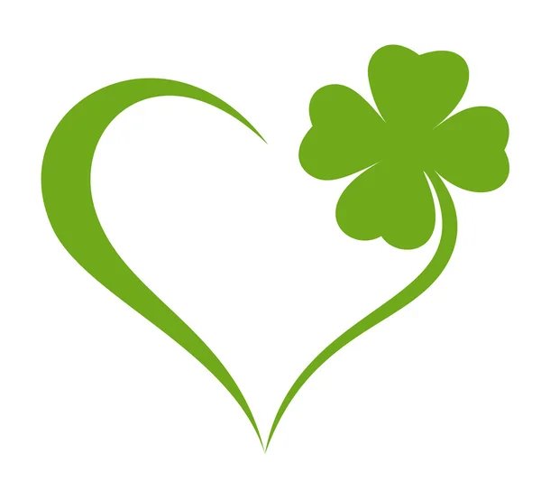 Hjärta ikon med klöver leaf ikon — Stock vektor