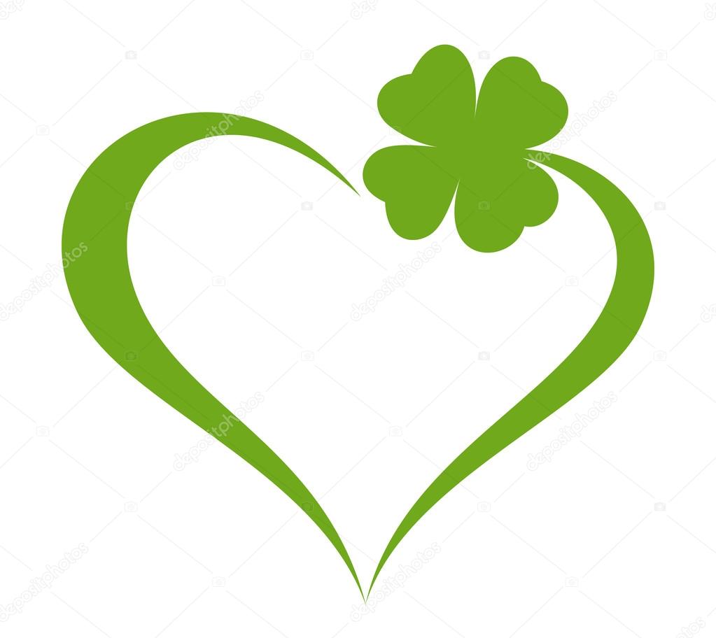 Heart icon with clover leaf icon