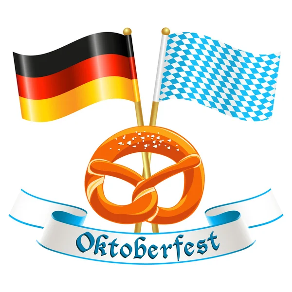 Oktoberfest celebration design with silk banner, german national — Stock Vector