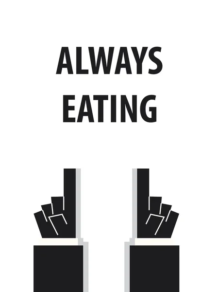 Ilustrasi vektor tipografi ALWAYS EATING - Stok Vektor