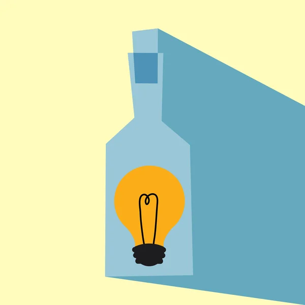 Lamp idee in fles wijn — Stockvector