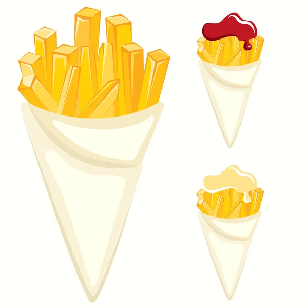 French fries paper cones — Stock Vector