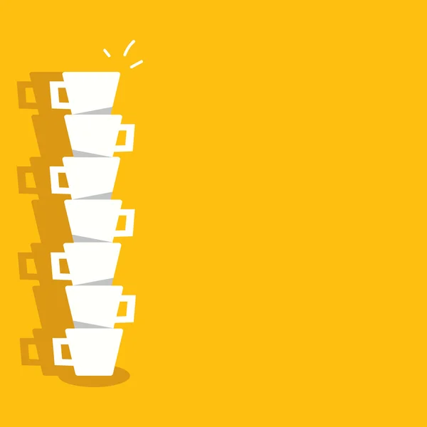 Coffee cups with yellow background — Stock Vector