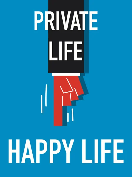 Иллюстрация вектора Word PRIVATE LIFE HAPPY LIFE — стоковый вектор