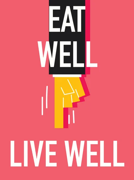 Word EAT WELL LIVE WELL — Stock Vector