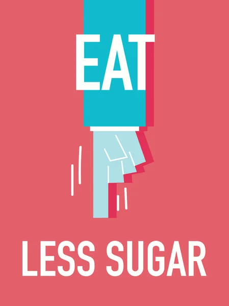 Worte essen weniger Zucker — Stockvektor