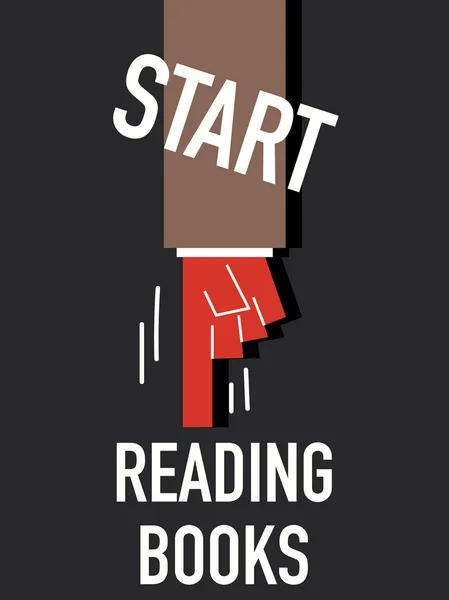 Words START READING BOOKS — Stock Vector
