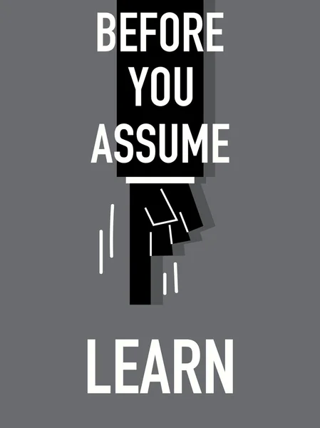 Words BEFORE YOU ASSUME LEARN — Stock Vector