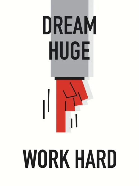 Words DREAM HUGE WORK HARD — Stock Vector