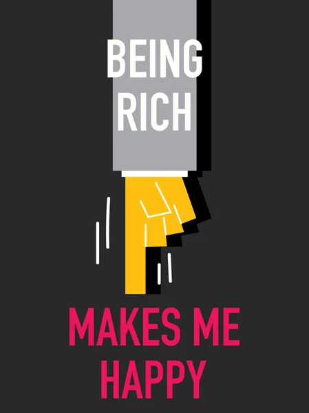 Les mots "être riche" me rendent heureux — Image vectorielle