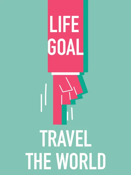 Parole LIEF GOAL TRAVEL THE WORLD — Vettoriale Stock