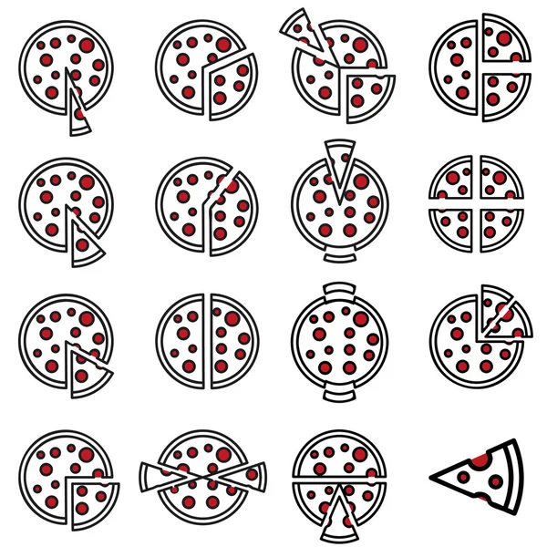 Pizza pazar payı Icons set — Stok Vektör