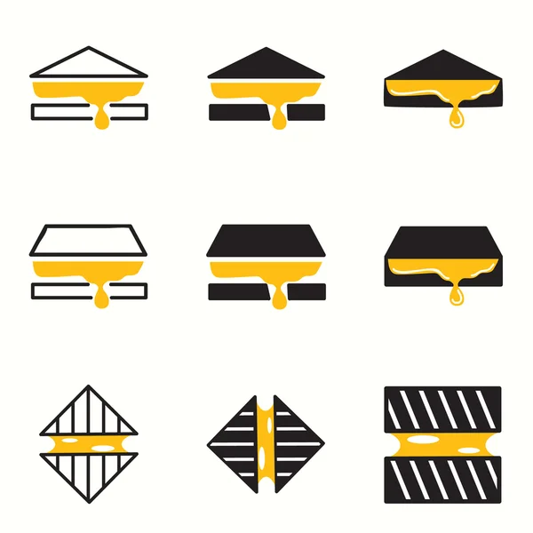 Set de iconos de queso a la parrilla — Vector de stock