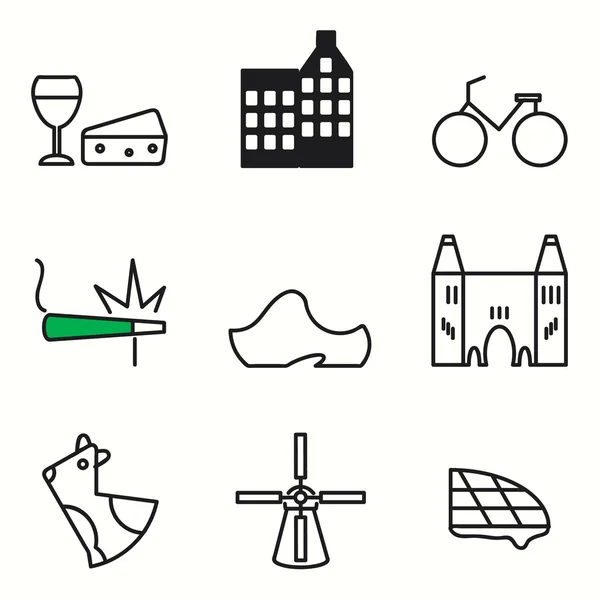 Amsterdam icons set — Stockvector