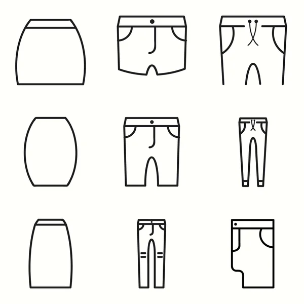 Conjunto de iconos de faldas y pantalones — Archivo Imágenes Vectoriales