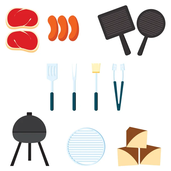 Grill Herramientas vector ilustración — Archivo Imágenes Vectoriales