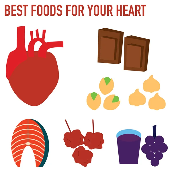 BEST FOODS FOR YOUR HEART vector illustration — Stock Vector