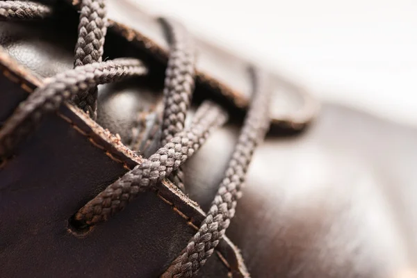 Kožené boty, zaměřit se na detaily. — Stock fotografie