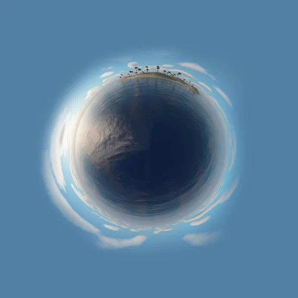 Little planet with tropical island. — Stock Photo, Image