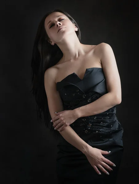 Woman in black dress. — Stock Photo, Image
