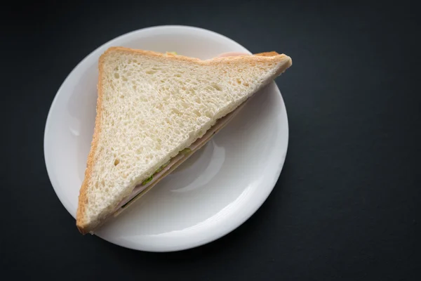 Panino su piatto bianco . — Foto Stock