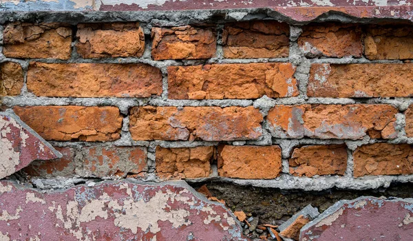 Old Brick Wall Cracks Grunge Texture Background — Stock Photo, Image
