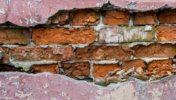 Old Brick Wall Cracks Grunge Texture Background — Stock Photo, Image